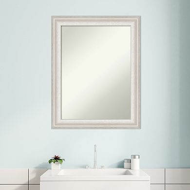 Amanti Art Non-Beveled Bathroom Wall Mirror Trio White Wash Silver Frame