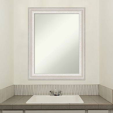 Amanti Art Non-Beveled Bathroom Wall Mirror Trio White Wash Silver Frame