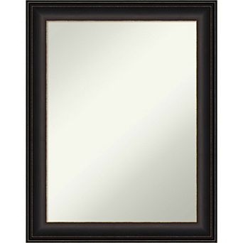 Amanti Art Non-Beveled Bathroom Wall Mirror Trio White Wash Silver Frame