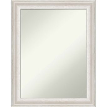 Amanti Art Non-Beveled Bathroom Wall Mirror Trio White Wash Silver Frame