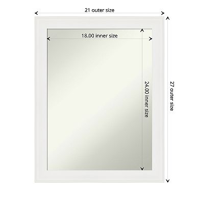 Amanti Art White Narrow Beveled Bathroom Wall Mirror