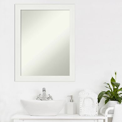 Amanti Art White Narrow Beveled Bathroom Wall Mirror