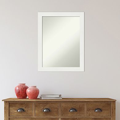 Amanti Art White Narrow Beveled Bathroom Wall Mirror