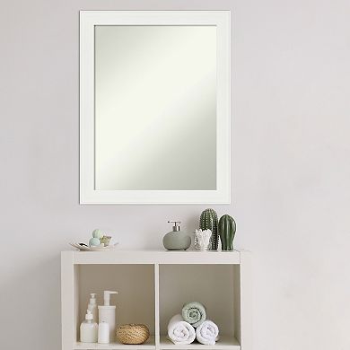 Amanti Art White Narrow Beveled Bathroom Wall Mirror