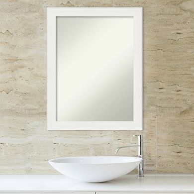 Amanti Art White Narrow Beveled Bathroom Wall Mirror