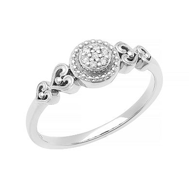 Love Always Sterling Silver Diamond-Accent Halo Promise Ring
