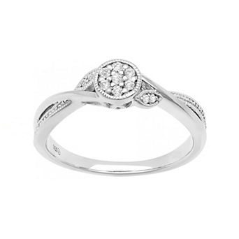Love Always Sterling Silver 1/10 Carat T.W. Diamond Leaf Promise Ring