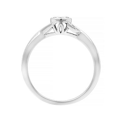 Love Always Sterling Silver 1/10 Carat T.W. Diamond Leaf Promise Ring