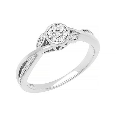 Love Always Sterling Silver 1/10 Carat T.W. Diamond Leaf Promise Ring