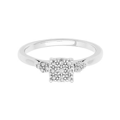 Love Always Sterling Silver 1/6 Carat T.W. Diamond Square Shape Promise Ring