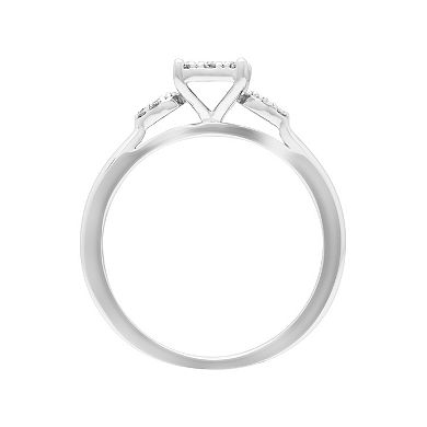 Love Always Sterling Silver 1/6 Carat T.W. Diamond Square Shape Promise Ring