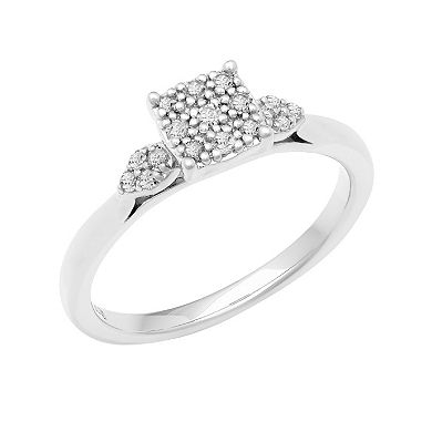 Love Always Sterling Silver 1/6 Carat T.W. Diamond Square Shape Promise Ring