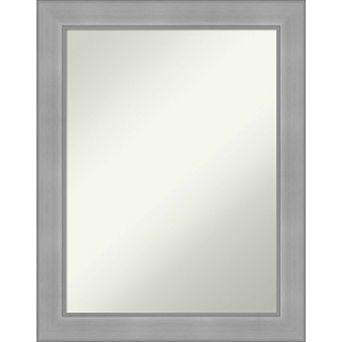 Amanti Art Non-Beveled Bathroom Wall Mirror Vista Brushed Nickel Frame