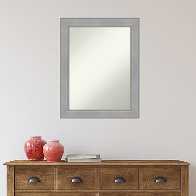 Amanti Art Non-Beveled Bathroom Wall Mirror Vista Brushed Nickel Frame