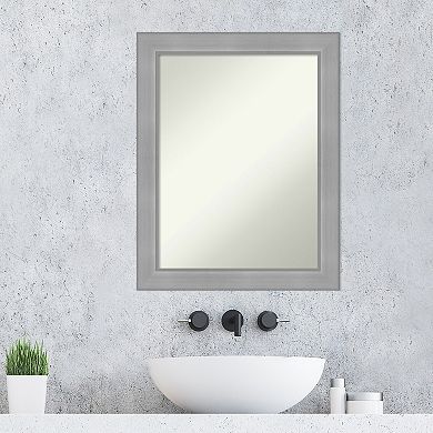 Amanti Art Non-Beveled Bathroom Wall Mirror Vista Brushed Nickel Frame