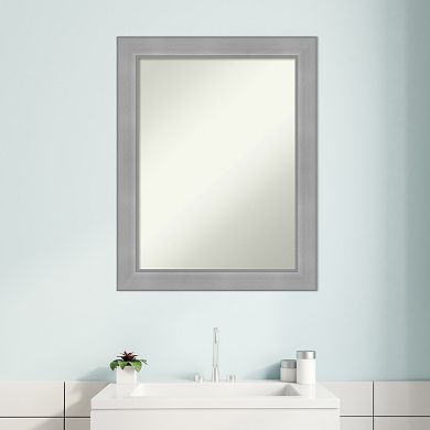 Amanti Art Non-Beveled Bathroom Wall Mirror Vista Brushed Nickel Frame