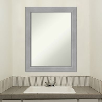 Amanti Art Non-Beveled Bathroom Wall Mirror Vista Brushed Nickel Frame