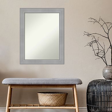 Amanti Art Non-Beveled Bathroom Wall Mirror Vista Brushed Nickel Frame