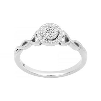 Love Always Sterling Silver Diamond-Accent Halo Twist Promise Ring