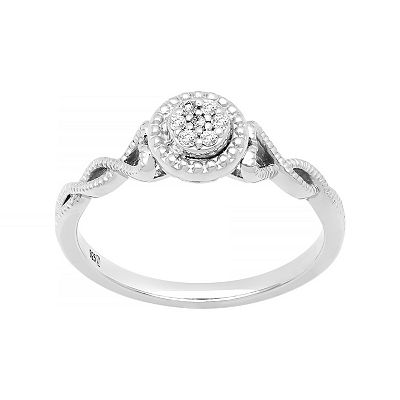 Love Always Sterling Silver Diamond-Accent Halo Twist Promise Ring