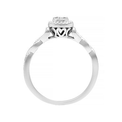 Love Always Sterling Silver Diamond-Accent Halo Twist Promise Ring