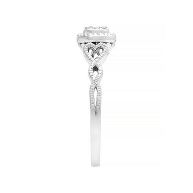 Love Always Sterling Silver Diamond-Accent Halo Twist Promise Ring