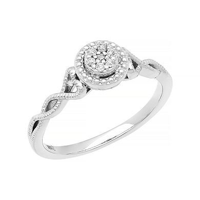 Love Always Sterling Silver Diamond-Accent Halo Twist Promise Ring