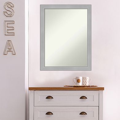 Amanti Art Non-Beveled Bathroom Wall Mirror Vista Brushed Nickel Narrow Frame