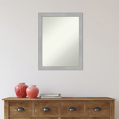 Amanti Art Non-Beveled Bathroom Wall Mirror Vista Brushed Nickel Narrow Frame
