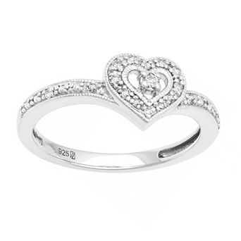 Love Always Sterling Silver 1/10 Carat T.W. Diamond Heart Promise Ring