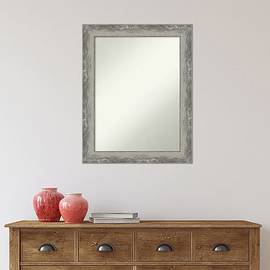 Amanti Art Waveline Silver Finish Bathroom Wall Mirror