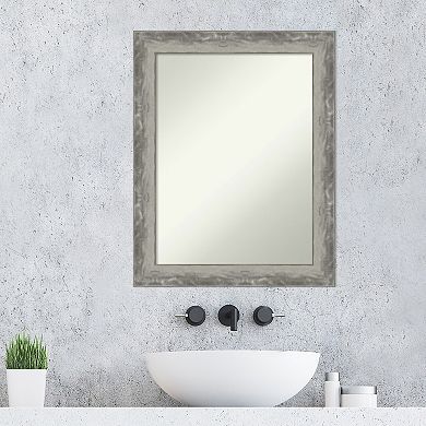 Amanti Art Waveline Silver Finish Bathroom Wall Mirror