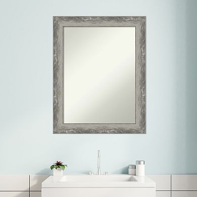 Amanti Art Waveline Silver Finish Bathroom Wall Mirror