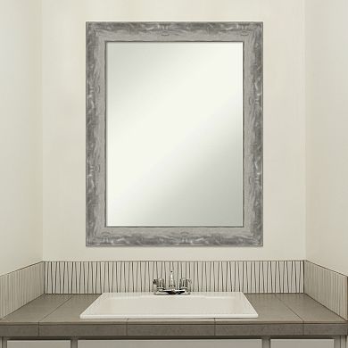 Amanti Art Waveline Silver Finish Bathroom Wall Mirror