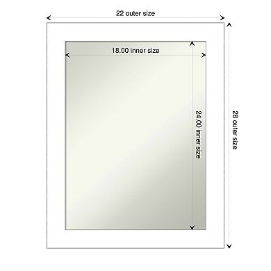 Amanti Art Non-Beveled Bathroom Wall Mirror Wedge White Frame