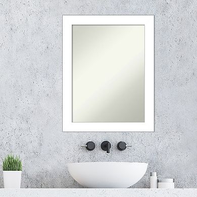Amanti Art Non-Beveled Bathroom Wall Mirror Wedge White Frame