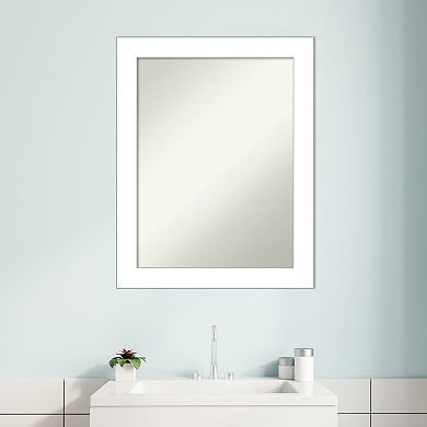 Amanti Art Non-Beveled Bathroom Wall Mirror Wedge White Frame