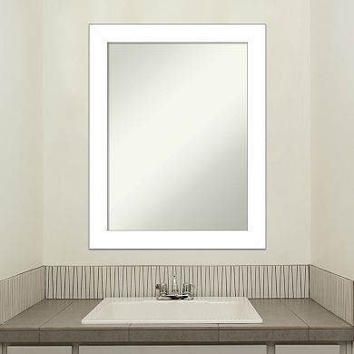 Amanti Art Non-Beveled Bathroom Wall Mirror Wedge White Frame