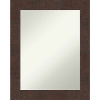 Amanti Art Non-Beveled Bathroom Wall Mirror Wildwood Brown Frame