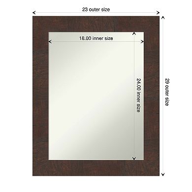 Amanti Art Non-Beveled Bathroom Wall Mirror Wildwood Brown Frame