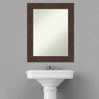 Amanti Art Non-Beveled Bathroom Wall Mirror Wildwood Brown Frame