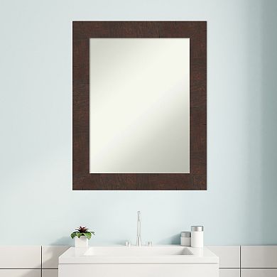 Amanti Art Non-Beveled Bathroom Wall Mirror Wildwood Brown Frame