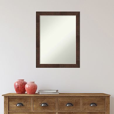 Amanti Art Non-Beveled Bathroom Wall Mirror Wildwood Brown Narrow Frame