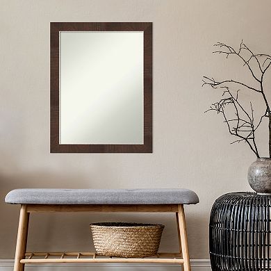 Amanti Art Non-Beveled Bathroom Wall Mirror Wildwood Brown Narrow Frame