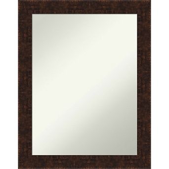 Amanti Art Non-Beveled Bathroom Wall Mirror William Mottled Bronze Narrow Frame