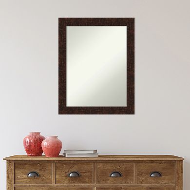 Amanti Art Non-Beveled Bathroom Wall Mirror William Mottled Bronze Narrow Frame