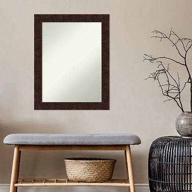 Amanti Art Non-Beveled Bathroom Wall Mirror William Mottled Bronze Narrow Frame