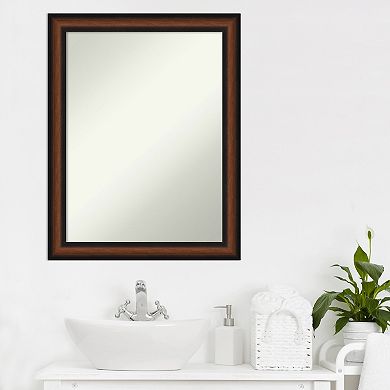 Amanti Art Yale Walnut Finish Bathroom Wall Mirror