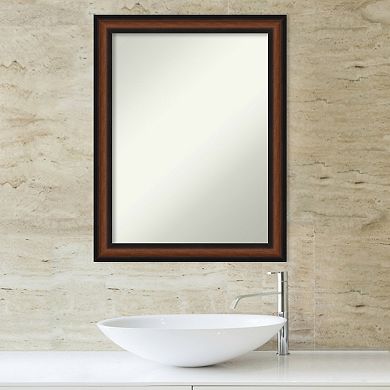 Amanti Art Yale Walnut Finish Bathroom Wall Mirror