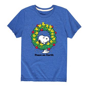 Boys 8-20 Peanuts Peace On Earth Wreath Graphic Tee